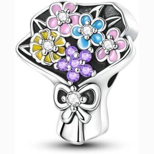Bouquet Beadwork Cool 925 Sterling Silver Charms Hypoallergenic Beads